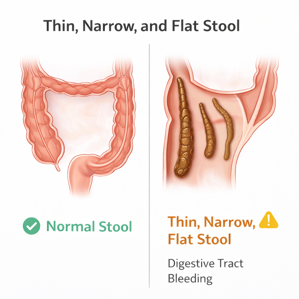 Thin, Narrow, Flat Stool vs Normal Stool