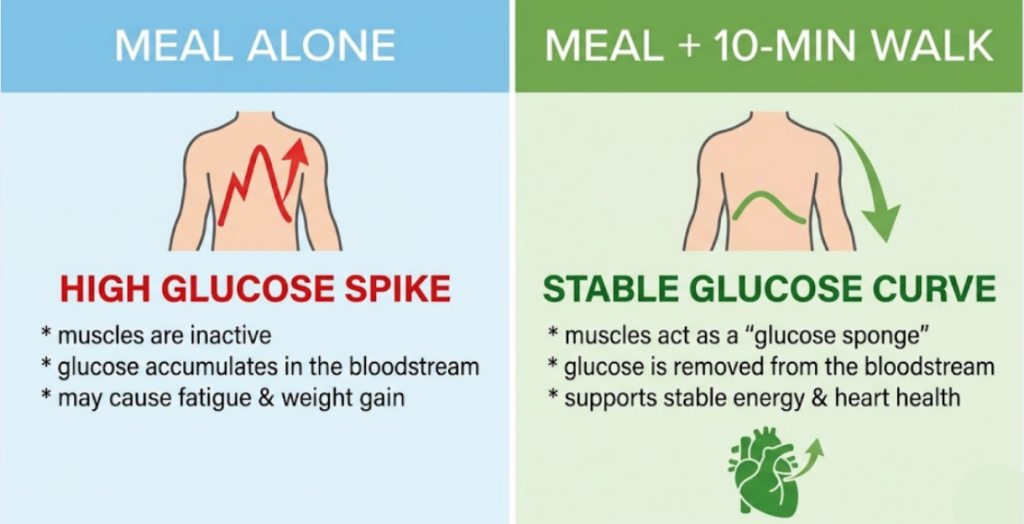 does walking after eating lower blood sugar